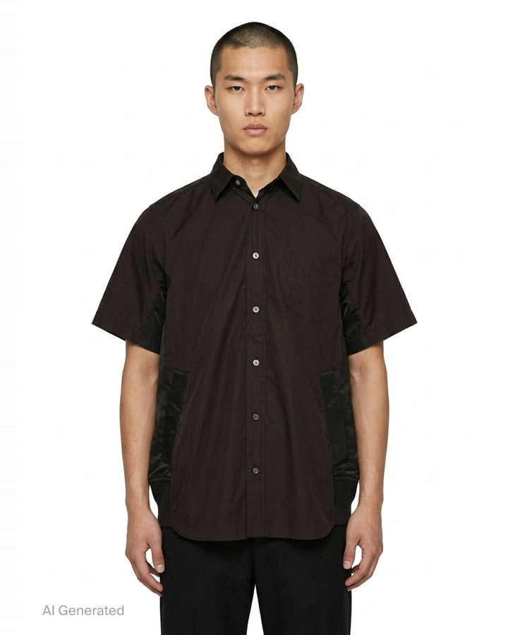 Cotton Poplin Mixed Media Shirt | sacai | Club21 - front