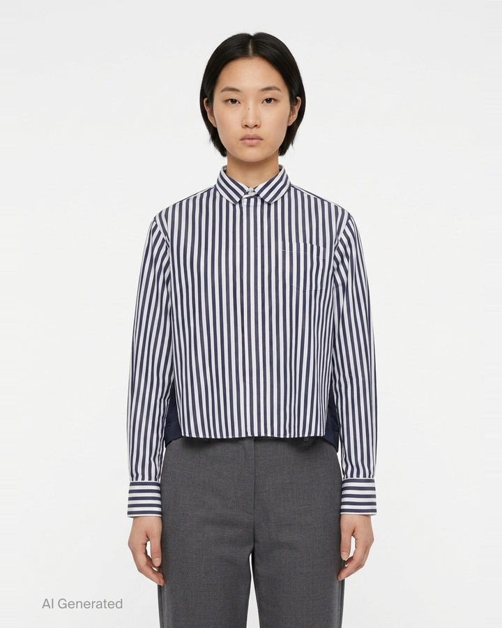 Cotton Poplin Nylon Twill Shirt | sacai | Club21 - front