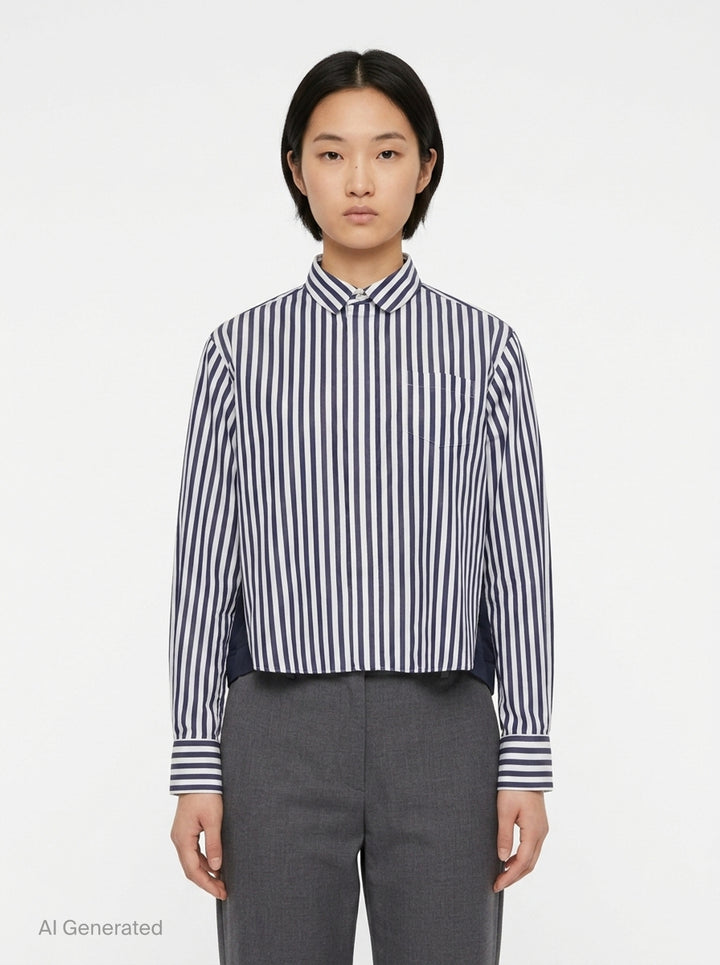 Cotton Poplin Nylon Twill Shirt | sacai | Club21 - front