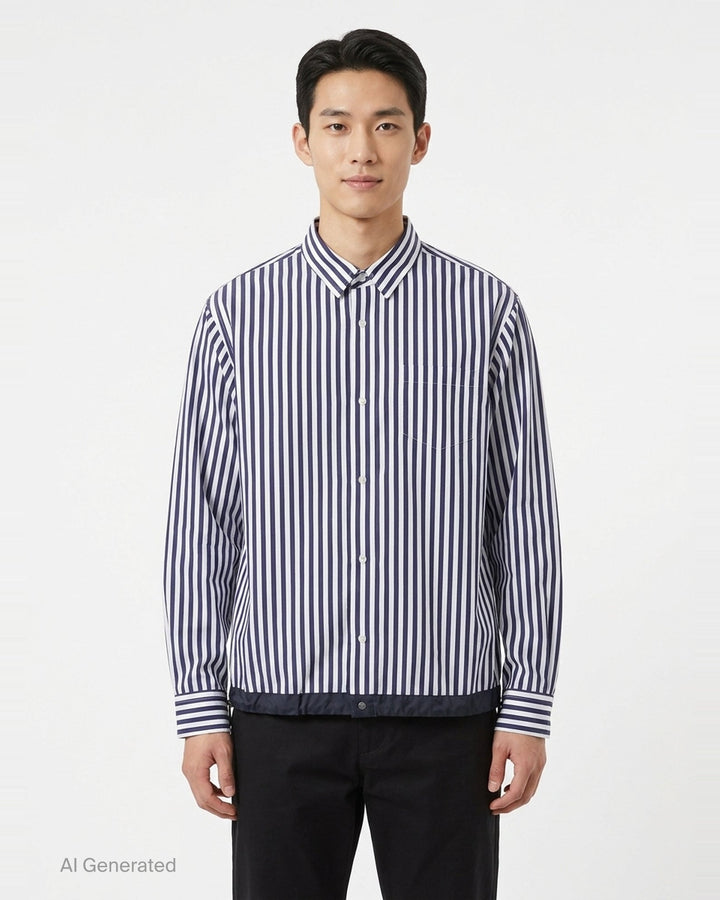 Cotton Poplin Striped Shirt | sacai | Club21 - front