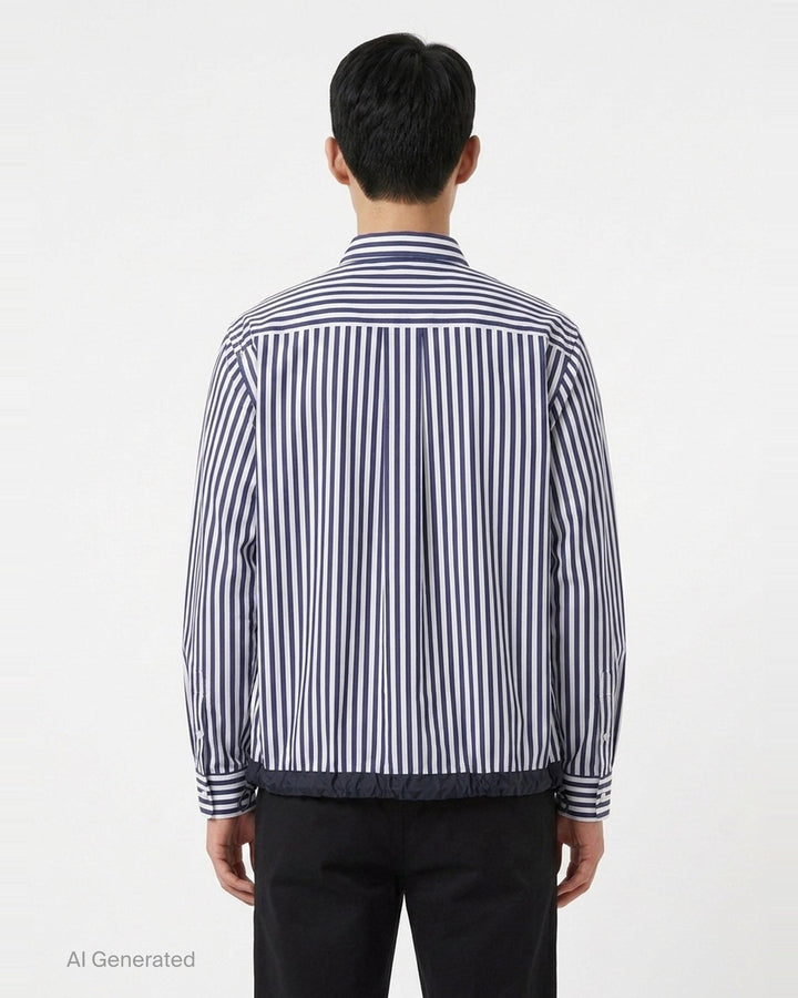 Cotton Poplin Striped Shirt | sacai | Club21 - back
