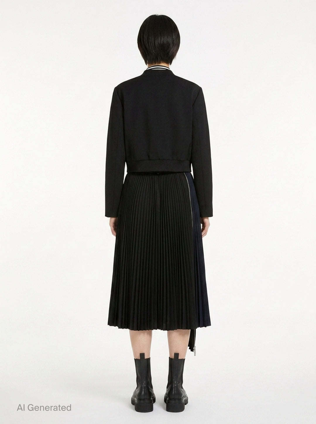 Cotton Poplin Zipper Pleated Skirt | sacai | Club21 - back