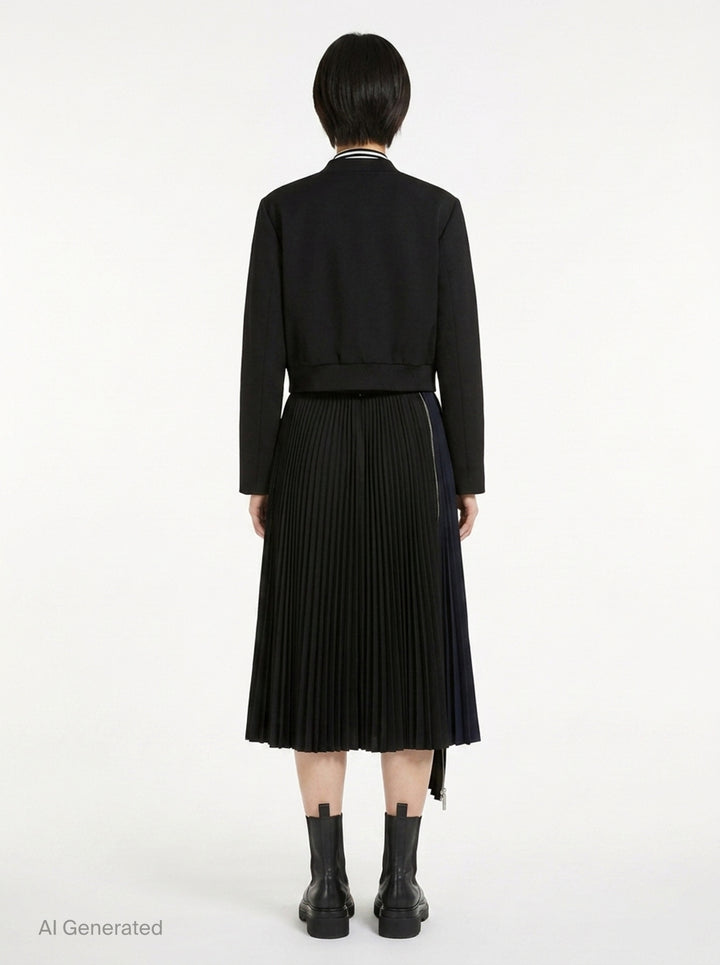 Cotton Poplin Zipper Pleated Skirt | sacai | Club21 - back
