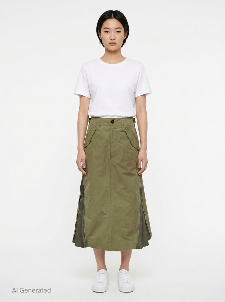 Cotton Weather Midi Skirt | sacai | Club21 - front