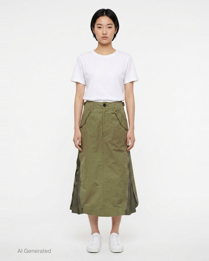 Cotton Weather Midi Skirt | sacai | Club21 - front