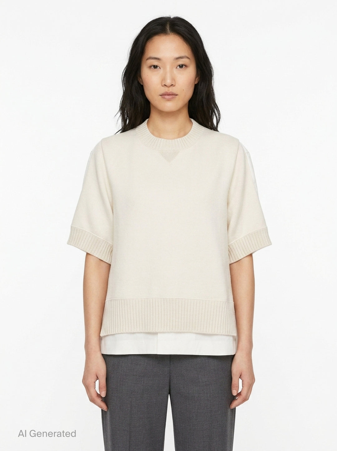 Cotton Weather Short Sleeve Knit Top | sacai | Club21 - front