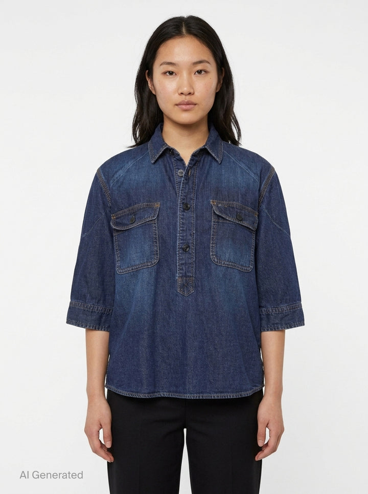 Cropped Denim Shirt | sacai | Club21 - front