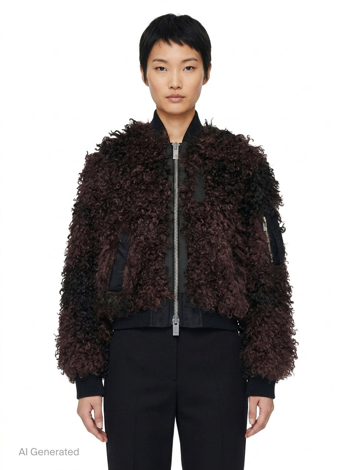 Curly Faux Fur Blouson | sacai | Club21 - front