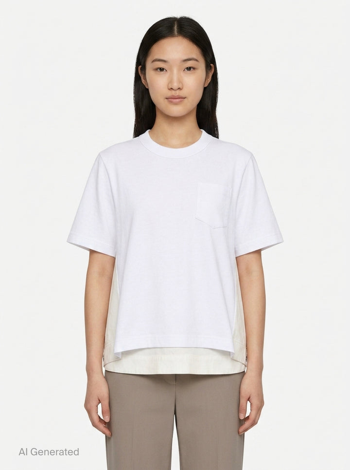 Denim x Cotton Jersey T-Shirt | sacai | Club21 - front