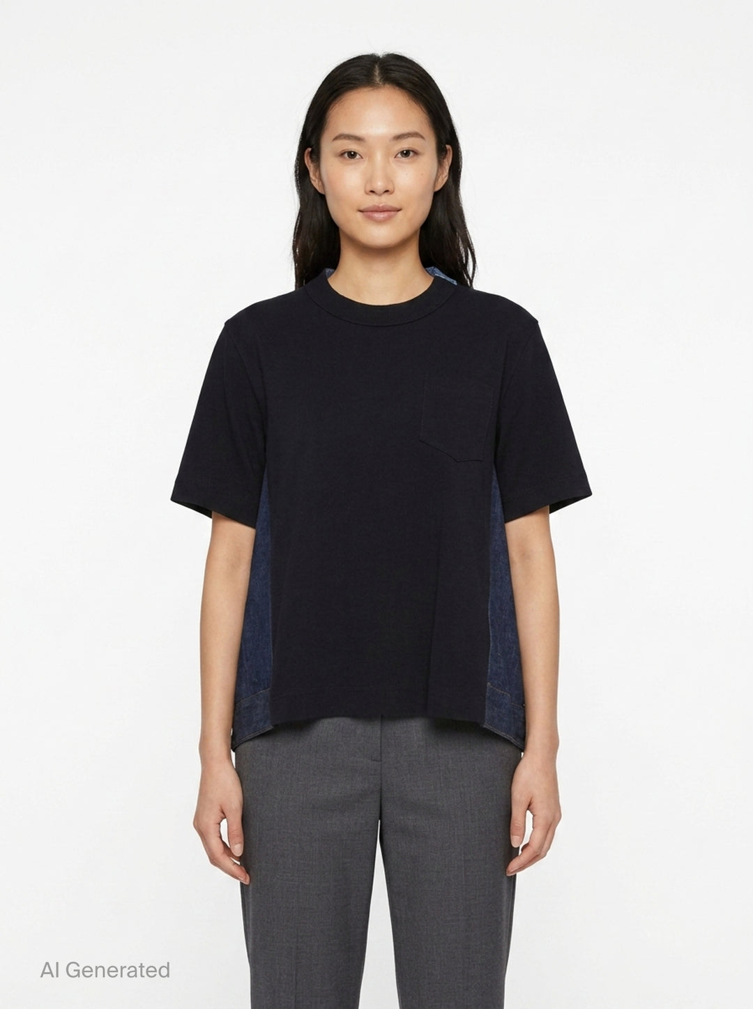 Denim x Cotton Jersey T-Shirt | sacai | Club21 - front