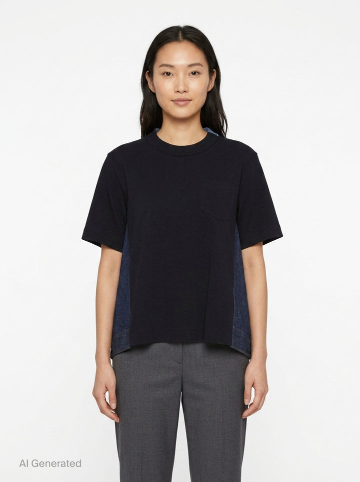 Denim x Cotton Jersey T-Shirt | sacai | Club21 - front