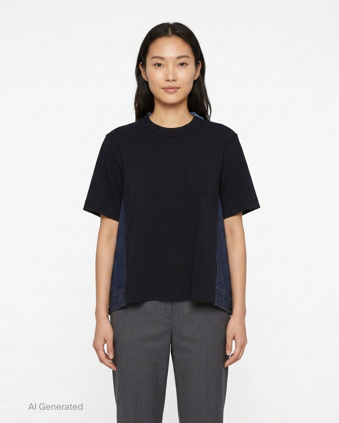 Denim x Cotton Jersey T-Shirt | sacai | Club21 - front