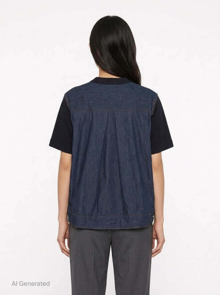 Denim x Cotton Jersey T-Shirt | sacai | Club21 - back