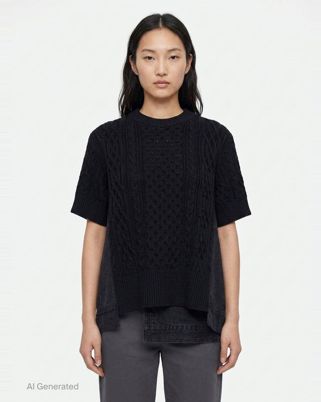 Denim x Cotton Knit Pullover | sacai | Club21 - front