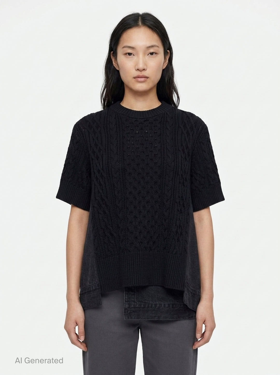 Denim x Cotton Knit Pullover | sacai | Club21 - front