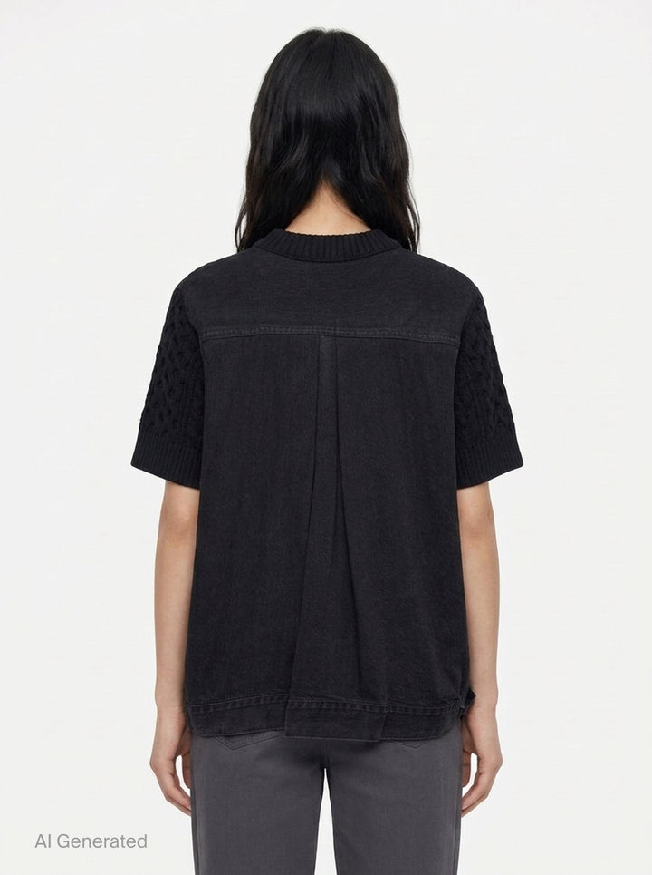 Denim x Cotton Knit Pullover | sacai | Club21 - back