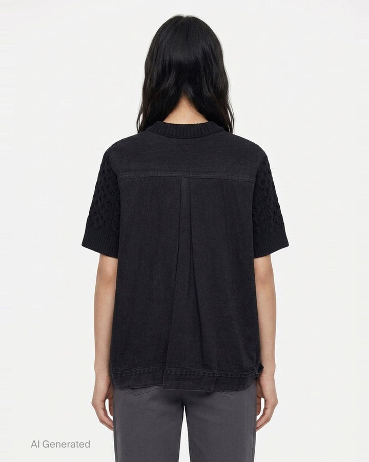 Denim x Cotton Knit Pullover | sacai | Club21 - back