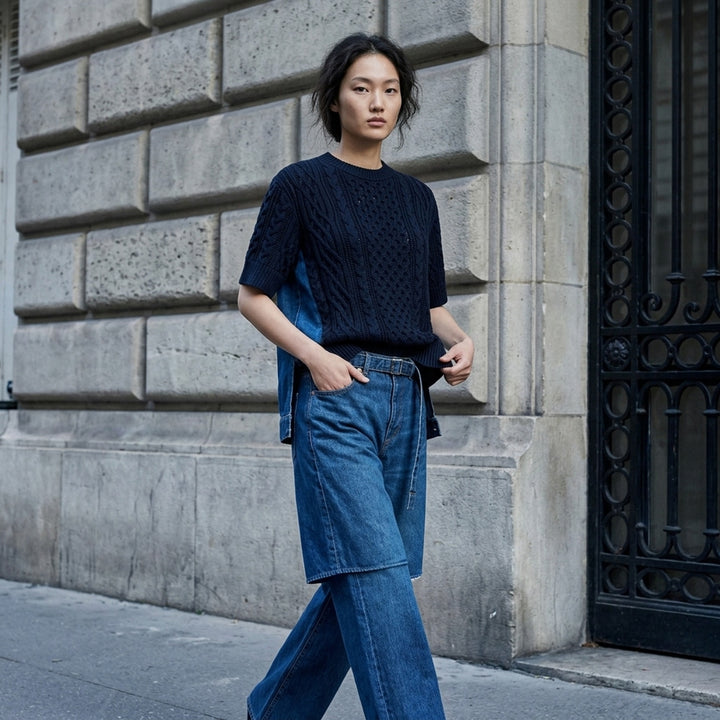 Denim x Cotton Knit Pullover | sacai | Club21 - lifestyle