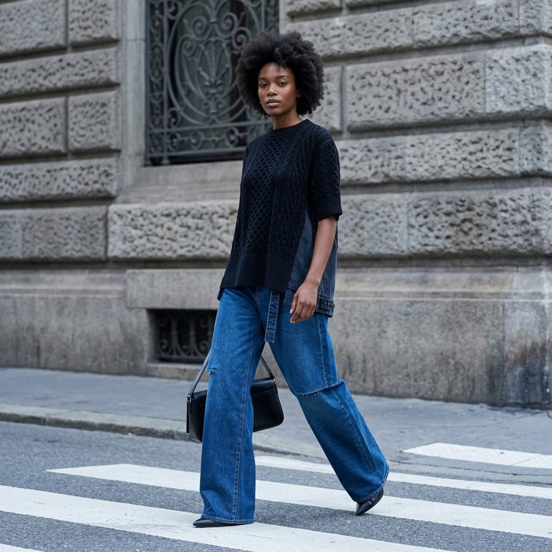 Denim x Cotton Knit Pullover | sacai | Club21 - lifestyle