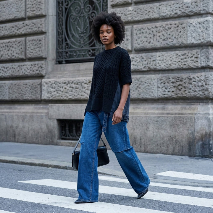 Denim x Cotton Knit Pullover | sacai | Club21 - lifestyle