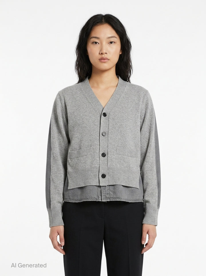 Denim x Knit Cardigan | sacai | Club21 - front