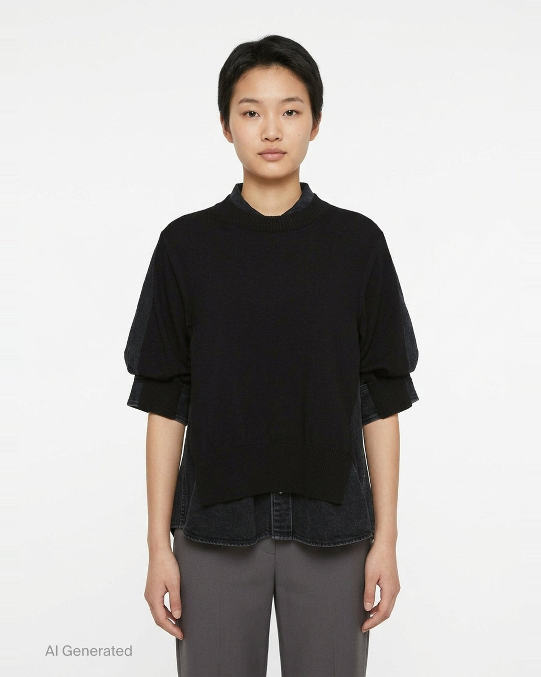 Denim x Knit Pullover | sacai | Club21 - front