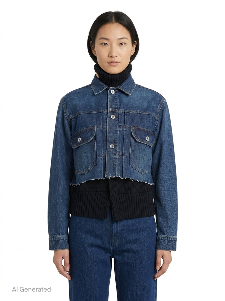 Denim x Wool Knit Jacket | sacai | Club21 - front