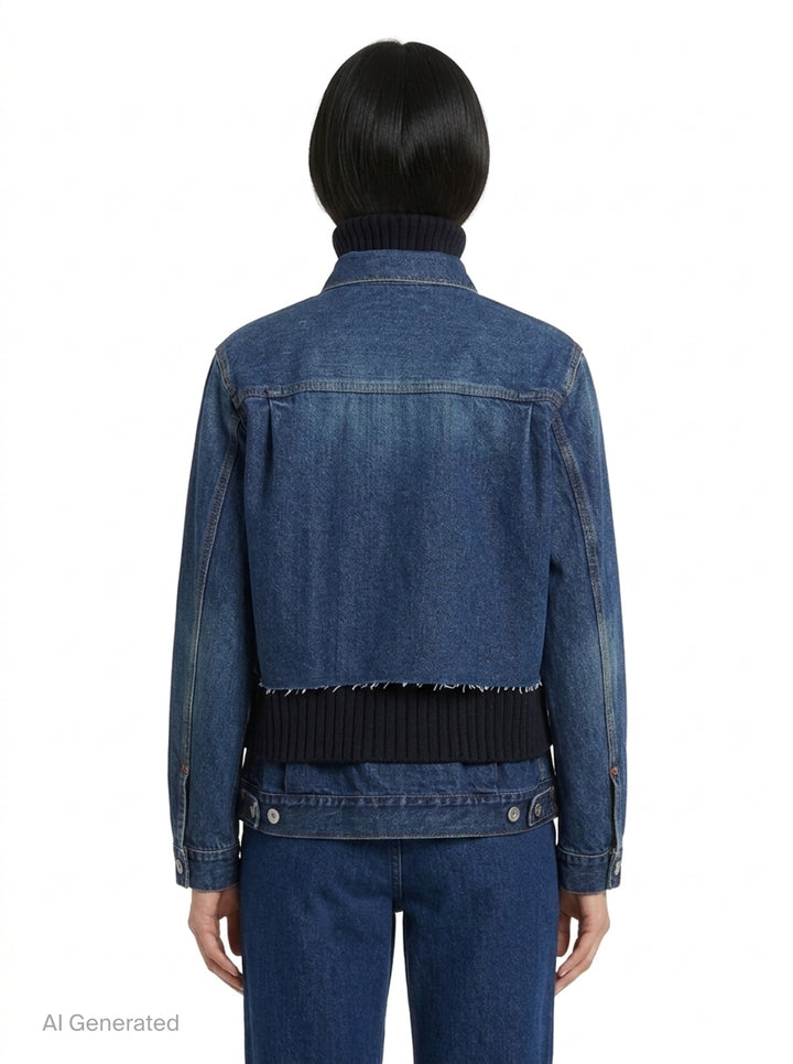 Denim x Wool Knit Jacket | sacai | Club21 - back