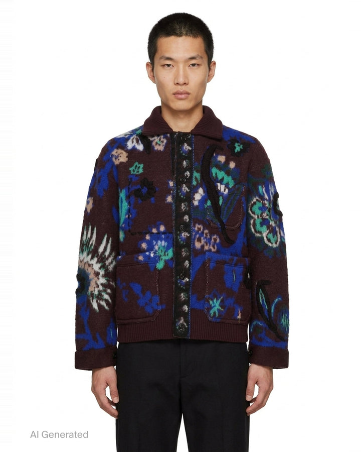 Floral Jacquard Knit Blouson | sacai | Club21 - front