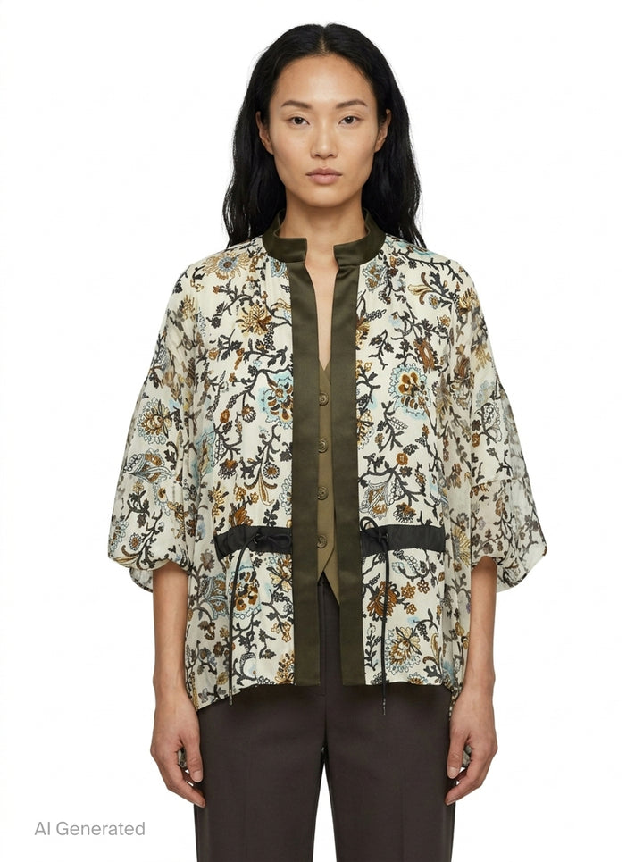 Floral Print Chiffon Blouse | sacai | Club21 - front
