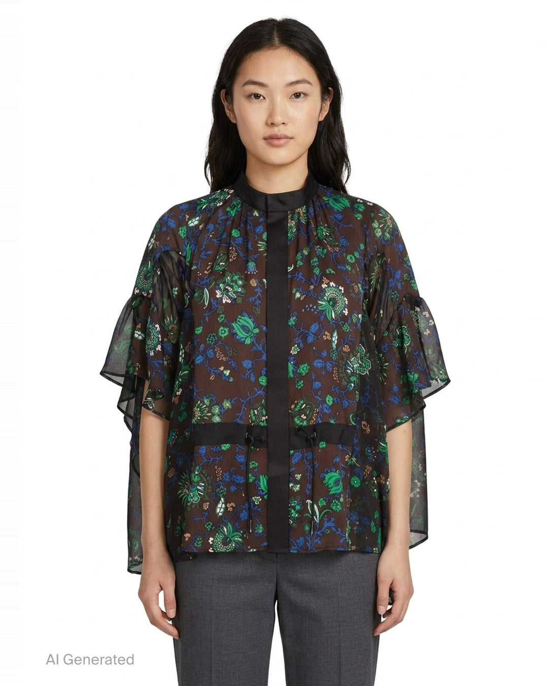 Floral Print Chiffon Blouse | sacai | Club21 - front