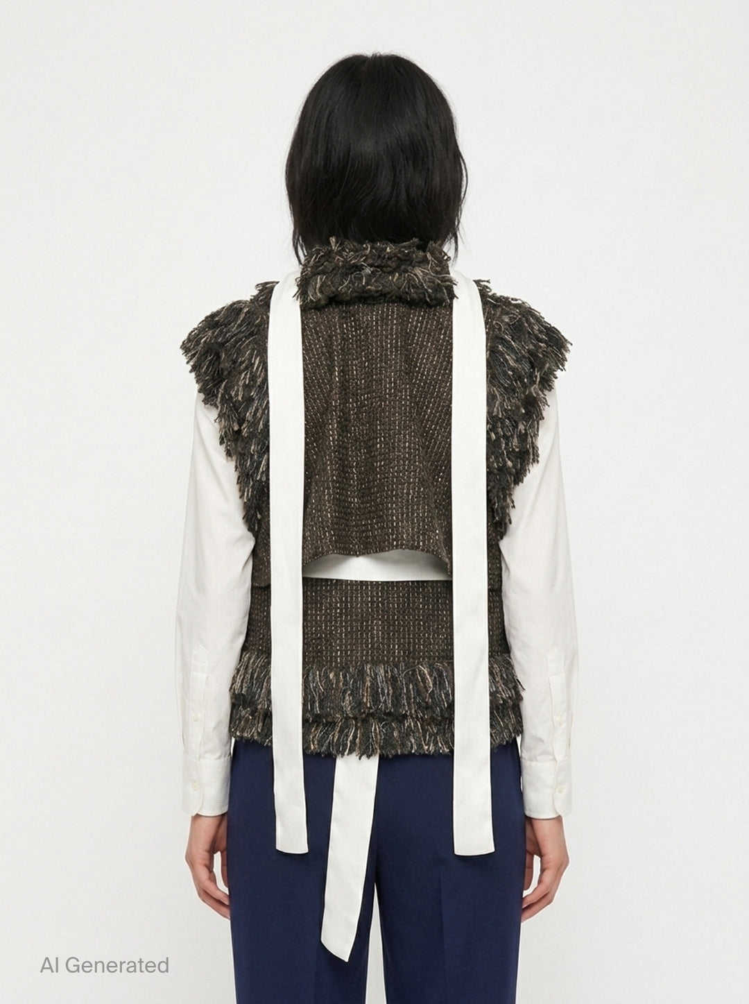 Fringe Tweed Gilet | sacai | Club21 - back