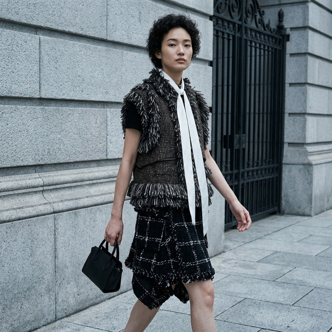 Fringe Tweed Gilet | sacai | Club21 - lifestyle