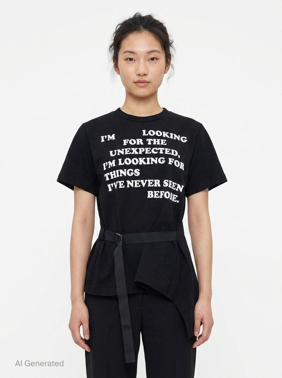 Graphic Print Belted T-Shirt | sacai | Club21 - front