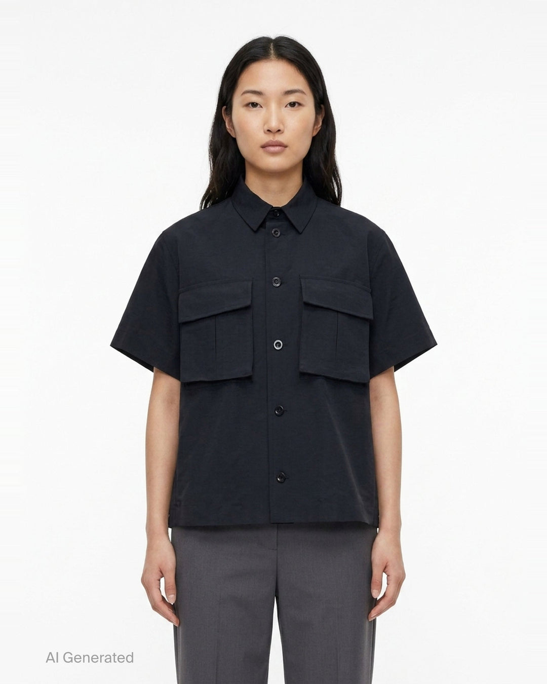 Grosgrain Bonding Short Sleeve Shirt | sacai | Club21 - front