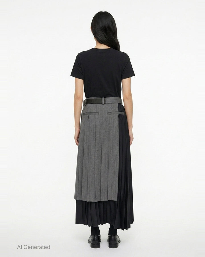 Herringbone Suiting Pleated Skirt | sacai | Club21 - back