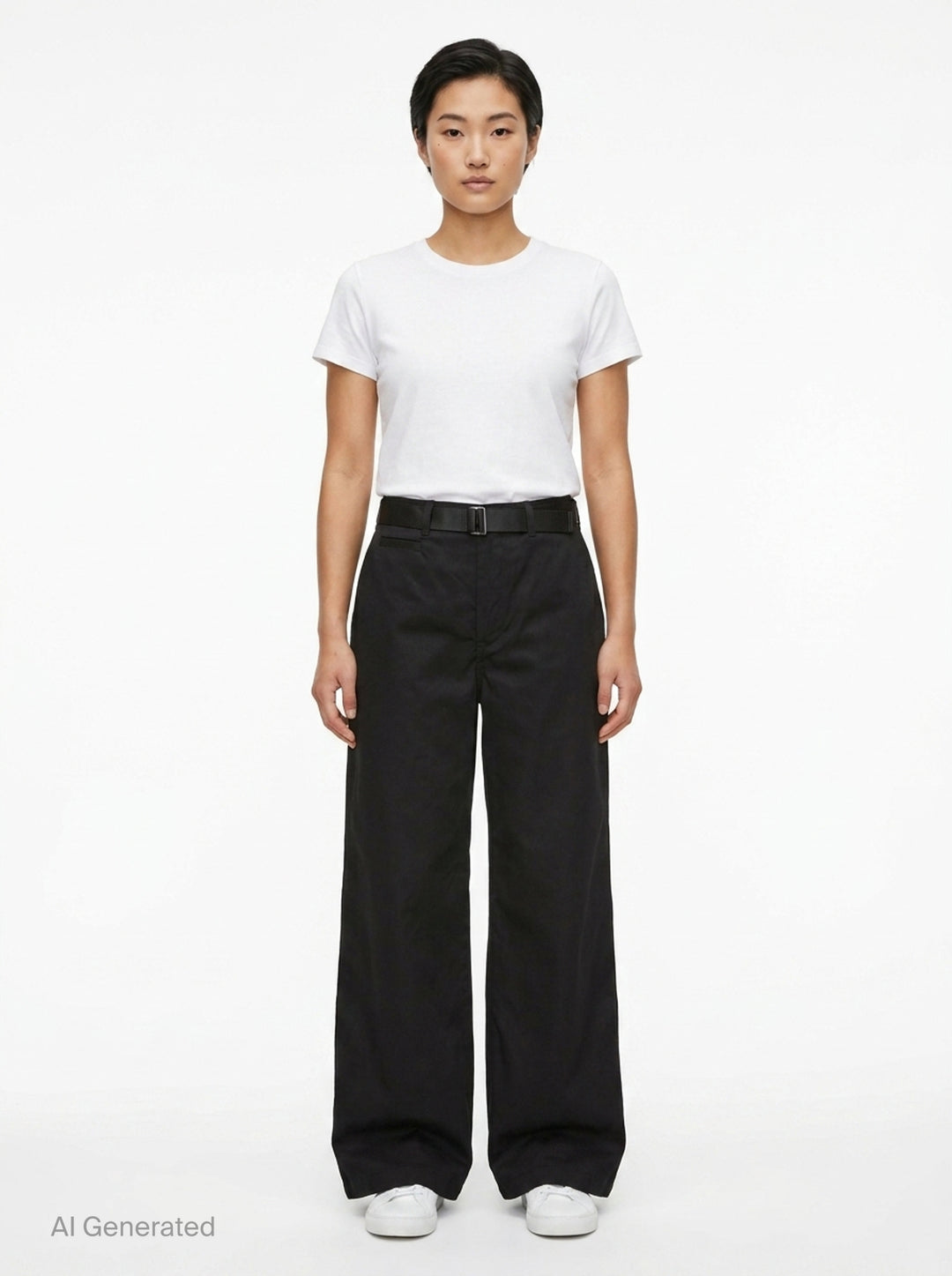 Belted Cotton Chino Pants | sacai | Club21 - front