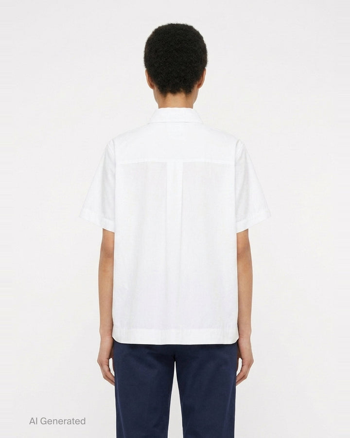 Cotton Poplin Short Sleeve Shirt | sacai | Club21 - back