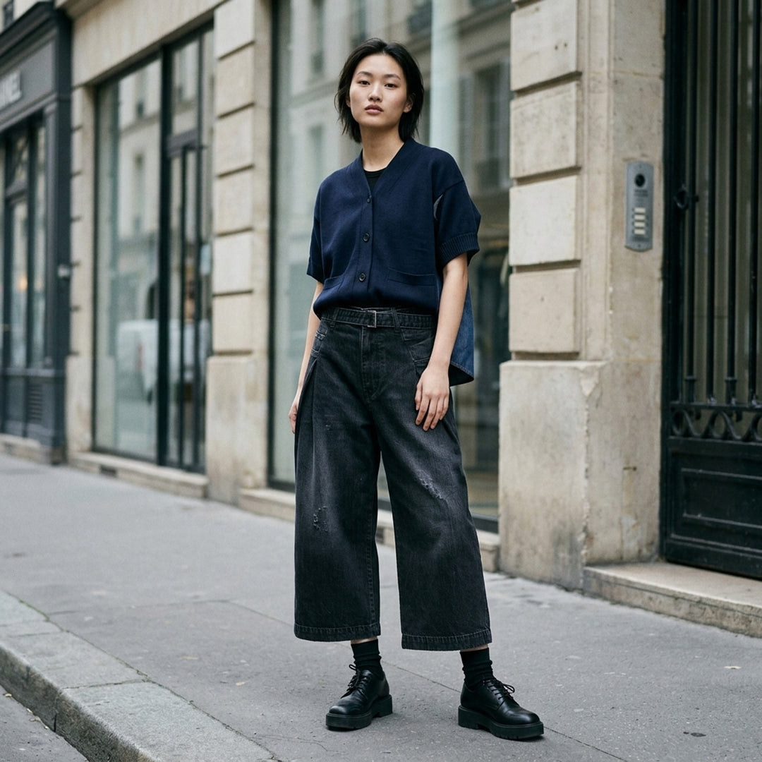 Wide Leg Denim Shorts | sacai | Club21 - lifestyle