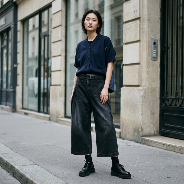 Wide Leg Denim Shorts | sacai | Club21 - lifestyle
