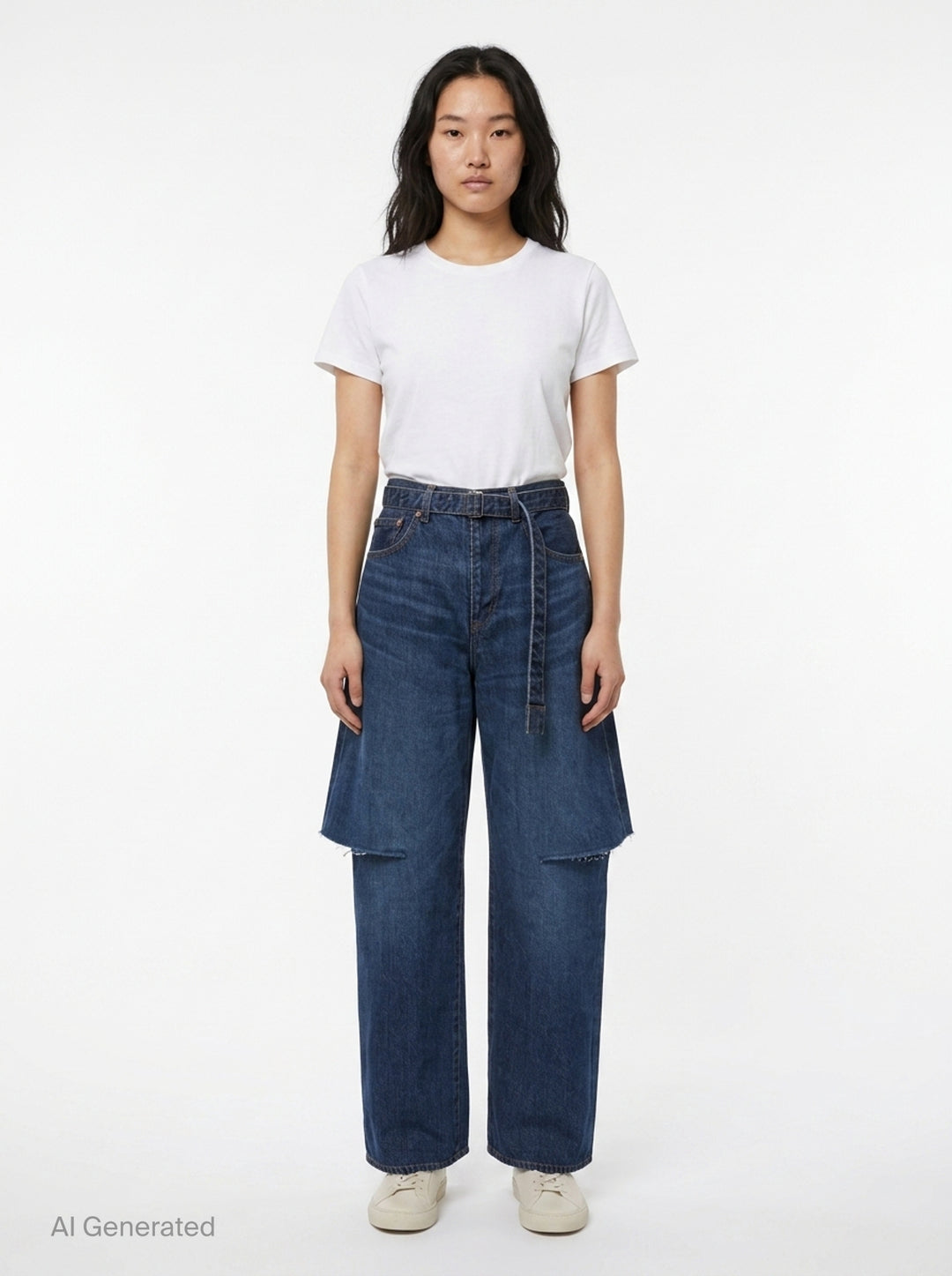 Layered Wide-Leg Denim Jeans | sacai | Club21 - front