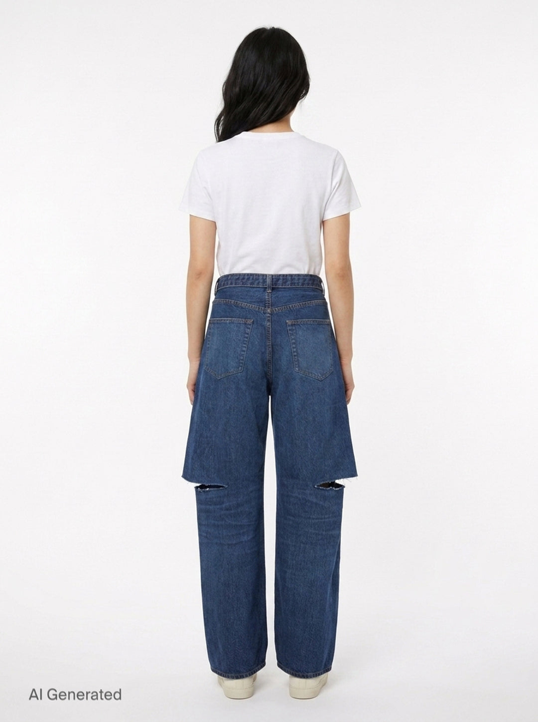 Layered Wide-Leg Denim Jeans | sacai | Club21 - back