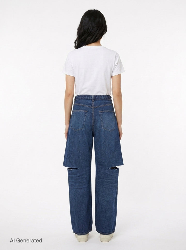 Layered Wide-Leg Denim Jeans | sacai | Club21 - back