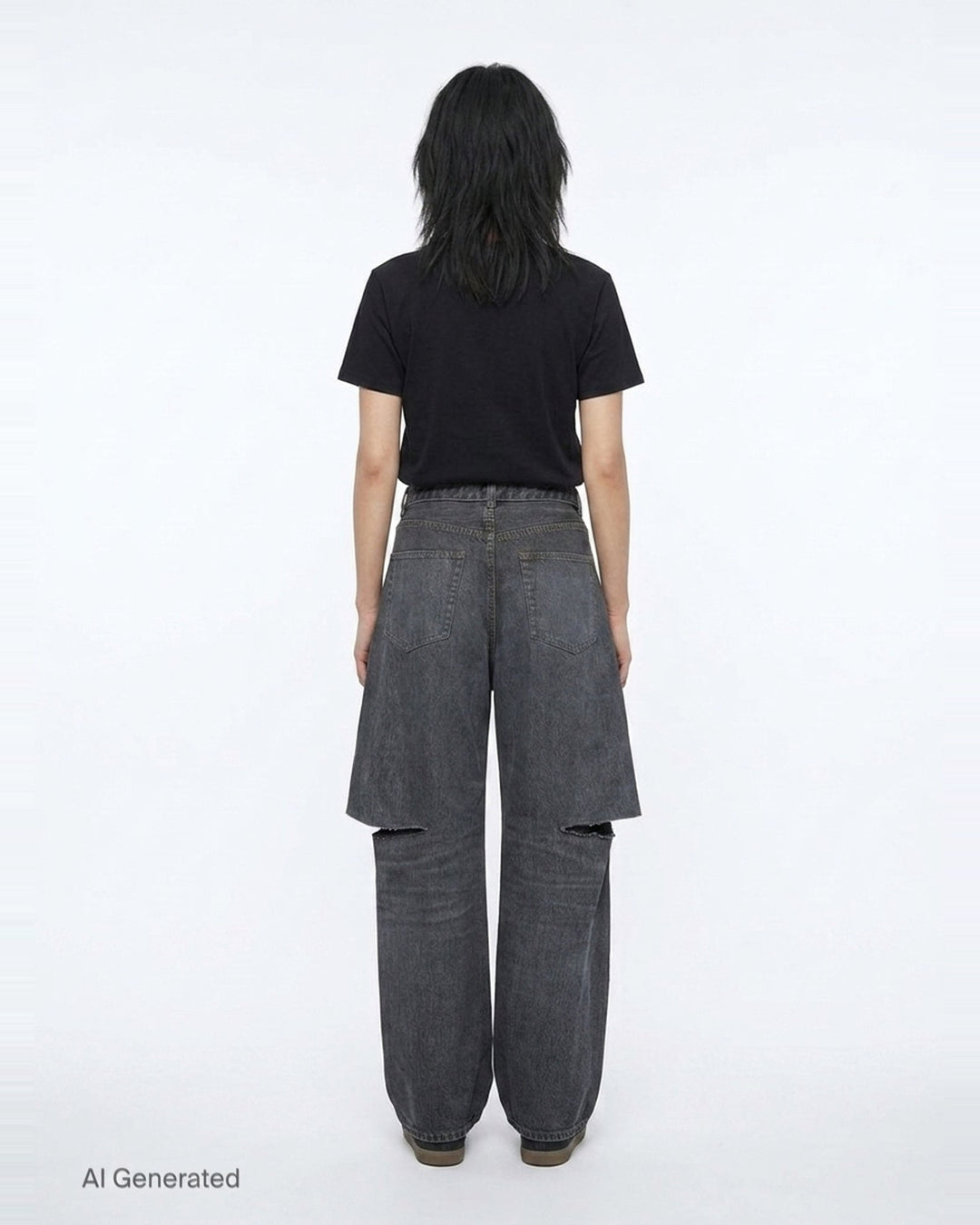 Layered Wide-Leg Denim Jeans | sacai | Club21 - back