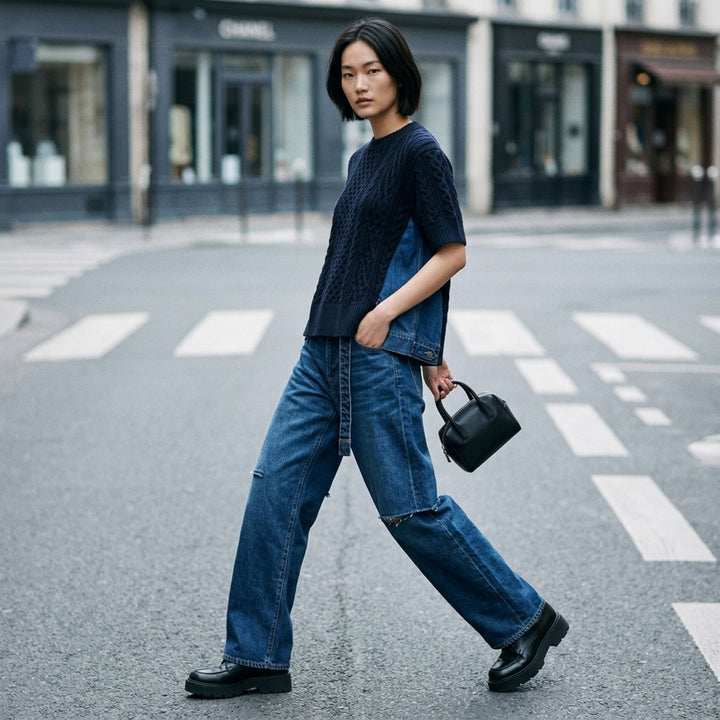 Layered Wide-Leg Denim Jeans | sacai | Club21 - lifestyle