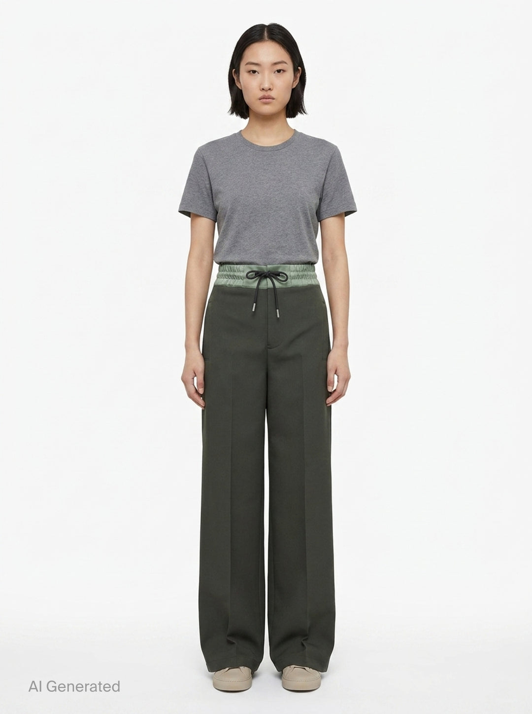 Matelassé Twill Wide-Leg Pants | sacai | Club21 - front