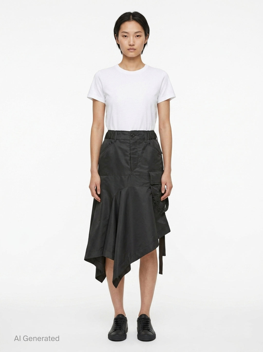 Nylon Twill Asymmetric Cargo Skirt | sacai | Club21 - front