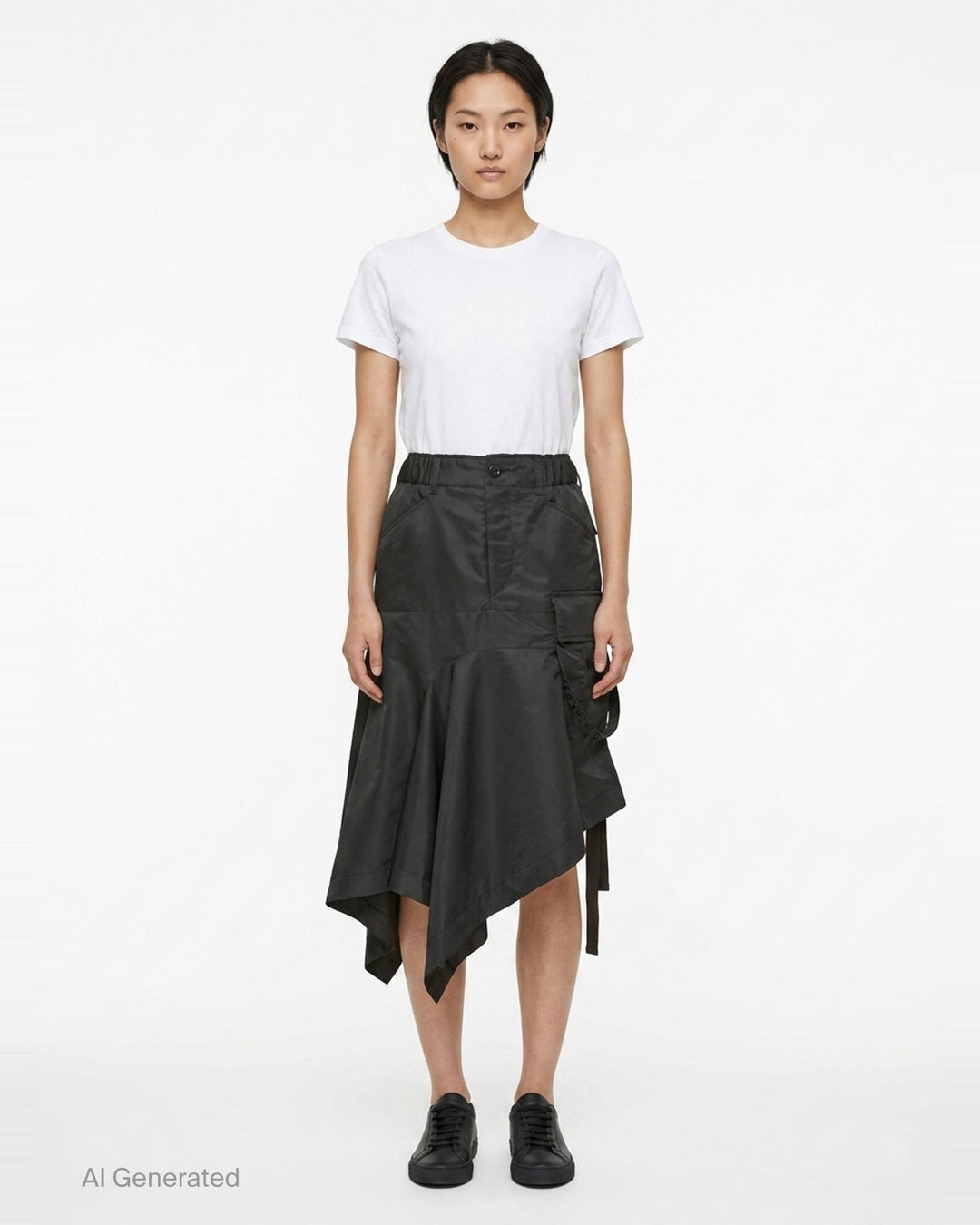 Nylon Twill Asymmetric Cargo Skirt | sacai | Club21 - front