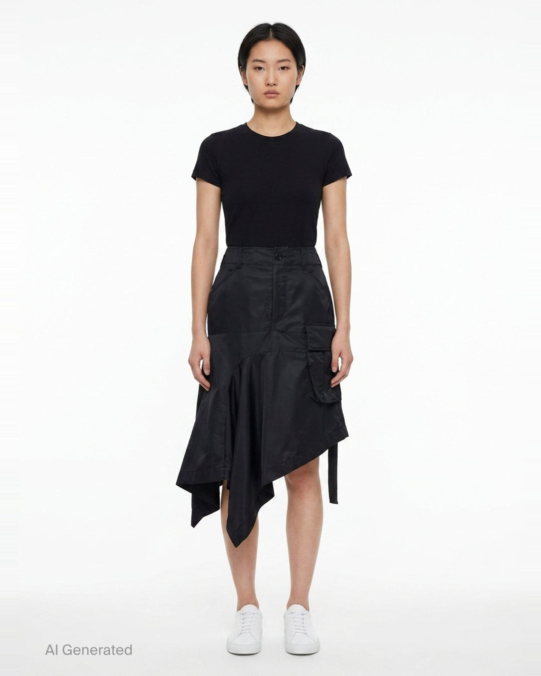 Nylon Twill Asymmetric Cargo Skirt | sacai | Club21 - front