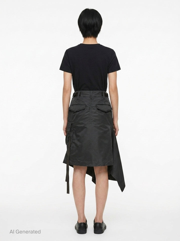 Nylon Twill Asymmetric Cargo Skirt | sacai | Club21 - back
